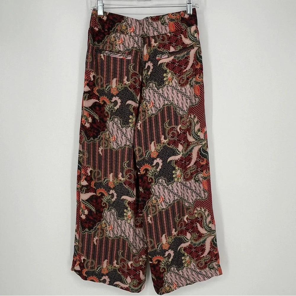 Myth Wide Leg Pullon Pants Made in Italy Colorful Hippy Bohemian Elastic Size 6 - Picture 3 of 7